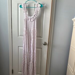 White Maxi Dress with Red Polka Dots